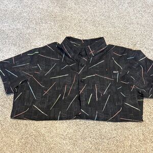 RSVLTS Black Kids Button Down Shirt with Star Wars Lightsabers